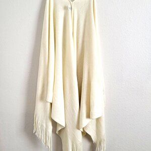 Worthington Womens  White/Cream Shawl With Fringe  EUC